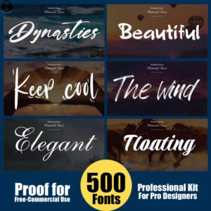 500+ fonts of Free Commercial-Use English Font Bundle – Vintage Handwritten Style for Photoshop & macOS