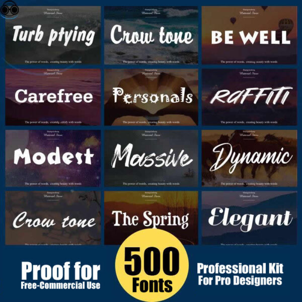500+ fonts of Free Commercial-Use English Font Bundle – Vintage Handwritten Style for Photoshop & macOS - Image 2